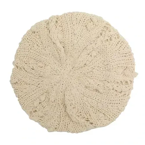 ZLYC Ayollar Paxta Slouchy Crochet Beret Qo'lda Yasalgan O'ymakor Gul Beanie Shlyapa - 4