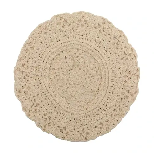 ZLYC Ayollar Paxta Yumshoq To'qilgan Bera Qo'lda Ishlangan Gul Beanie Shlyapa - 5