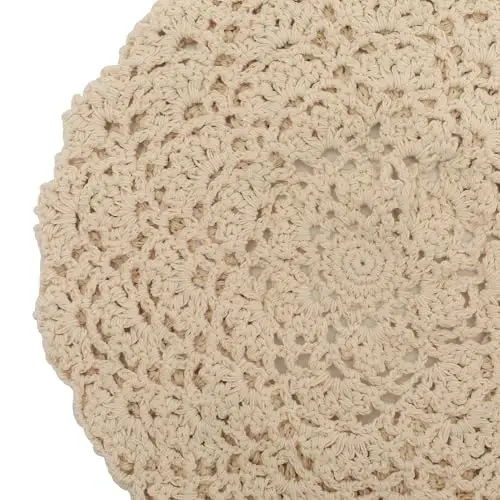 ZLYC Ayollar Paxta Yumshoq To'qilgan Bera Qo'lda Ishlangan Gul Beanie Shlyapa - 6