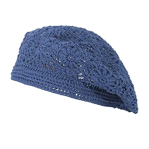 ZLYC Ayollar Paxta Yumshoq To'qilgan BERE Qo'lda Ishlangan Gul Naqshli Beanie Shlyapa - 4