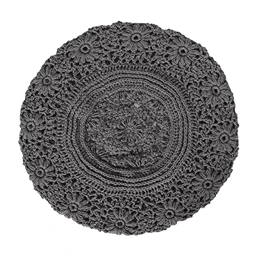 ZLYC Ayollar Paxta Yumshoq To‘quma Bera Qo‘lda Ishlangan Gul Naqshli Shapka - 6