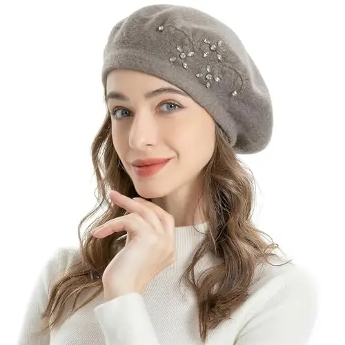 ZLYC ayollar uchun fransuz beret shapkasi, Qizlar uchun qaytariladigan bir xil rangli mozaik iliq beret qalpoq - ZLYC (1)