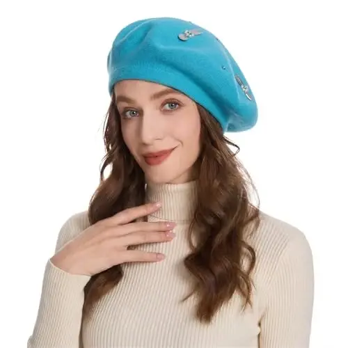 ZLYC Ayollar uchun fransuz beret shlyapasi, ikki tomonlama trikotaj qalinlashtirilgan iliq shapka xonimlar uchun qizlar - 3