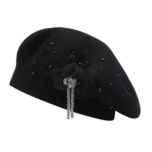 ZLYC ayollar uchun fransuz beret shlyapasi, Qizlar uchun qaytariladigan qattiq rangli CasModazoneere mozaik issiq beret qalpoq - 4