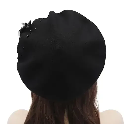 ZLYC ayollar uchun fransuz beret shlyapasi, Qizlar uchun qaytariladigan qattiq rangli CasModazoneere mozaik issiq beret qalpoq - 3