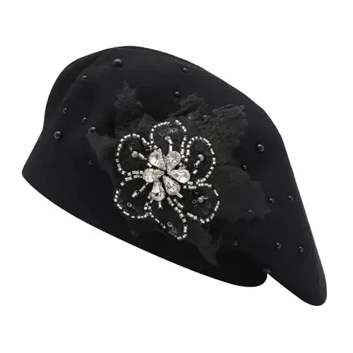 ZLYC ayollar uchun fransuz beret shlyapasi, Qizlar uchun qaytariladigan qattiq rangli CasModazoneere mozaik issiq beret qalpoq - 4