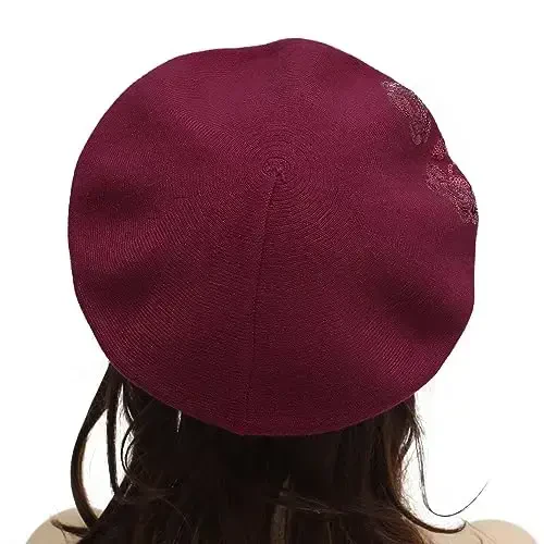 ZLYC Ayollar uchun frantsuz beret shapkasi Qaytariladigan trikotaj qalin issiq shapka xonimlar qizlar uchun - 3