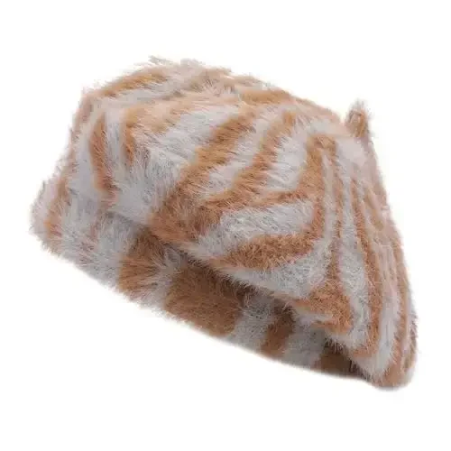 ZLYC French Beret Hat Fashion Print Lightweight Winter Warm Artist Hat for Women 