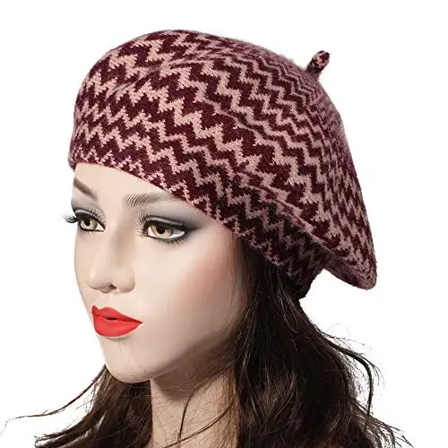 ZLYC French Beret Hat Fashion Print Lightweight Winter Warm Artist Hat for Women - 2