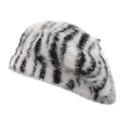 ZLYC French Beret Hat Fashion Print Lightweight Winter Warm Artist Hat for Women - 1