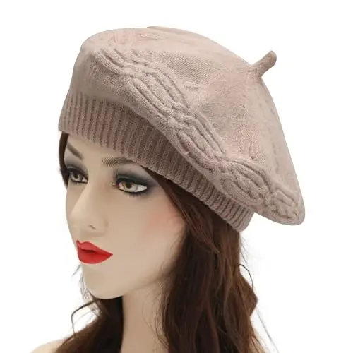 ZLYC French Beret hat, Reversible Solid Color CasModazoneere Knit Warm Beret Cap for Womens Girls - ZLYC (1)