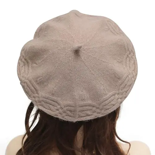 ZLYC French Beret hat, Reversible Solid Color CasModazoneere Knit Warm Beret Cap for Womens Girls - 3