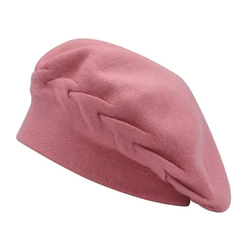 ZLYC French Beret hat, Reversible Solid Color Knit Warm Beret Cap for Womens Girls - 1