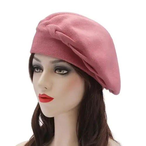 ZLYC French Beret hat, Reversible Solid Color Knit Warm Beret Cap for Womens Girls - 2