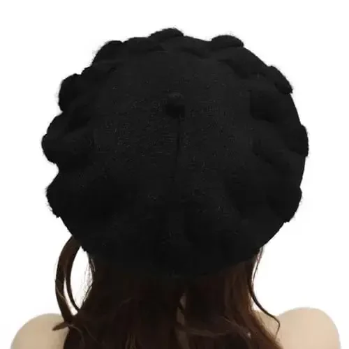 ZLYC French Beret hat, Reversible Solid Color CasModazoneere Knit Warm Beret Cap for Womens Girls - 3