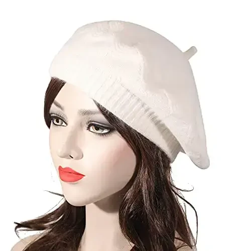 ZLYC French Beret hat, Reversible Solid Color CasModazoneere Knit Warm Beret Cap for Womens Girls - ZLYC (1)