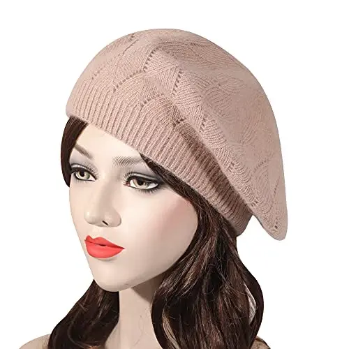 ZLYC French Beret hat, Reversible Solid Color CasModazoneere Knit Warm Beret Cap for Womens Girls - ZLYC (1)