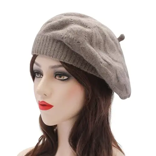ZLYC French Beret hat, Reversible Solid Color CasModazoneere Knit Warm Beret Cap for Womens Girls - 2