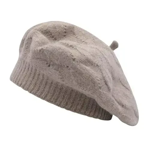 ZLYC French Beret hat, Reversible Solid Color CasModazoneere Knit Warm Beret Cap for Womens Girls 