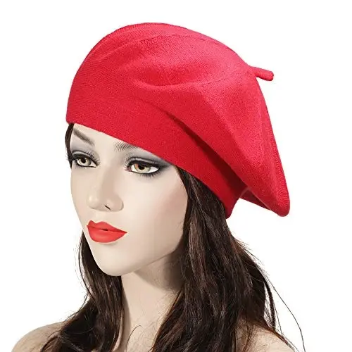 ZLYC French Beret hat, Reversible Solid Color CasModazoneere Knit Warm Beret Cap for Womens Girls - 2
