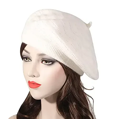 ZLYC French Beret hat, Reversible Solid Color Knit Warm Beret Cap for Womens Girls - 2
