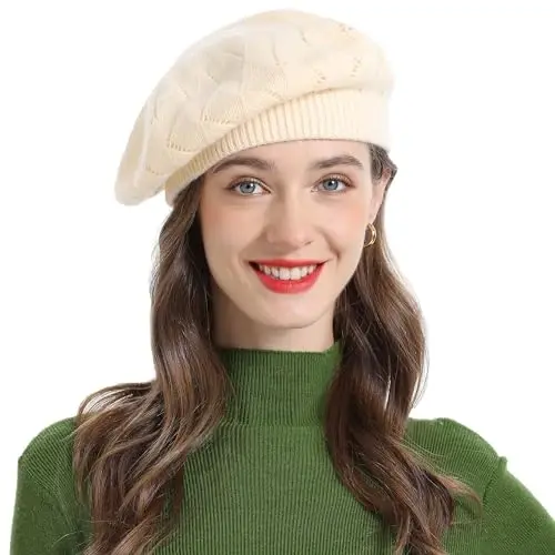 ZLYC French Beret hat, Reversible Solid Color CasModazoneere Knit Warm Beret Cap for Womens Girls - 1