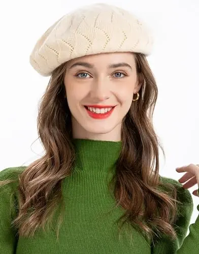 ZLYC French Beret hat, Reversible Solid Color CasModazoneere Knit Warm Beret Cap for Womens Girls - 3