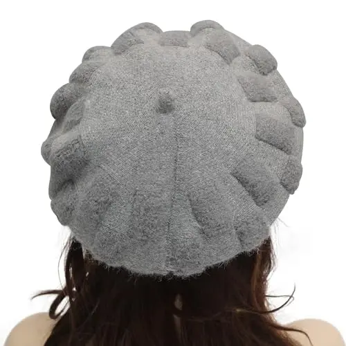 ZLYC French Beret hat, Reversible Solid Color Knit Warm Beret Cap for Womens Girls - 3