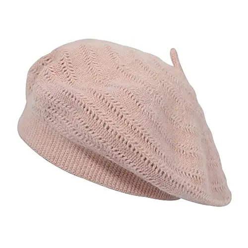 ZLYC French Beret hat, Reversible Solid Color Knit Warm Beret Cap for Womens Girls - 1