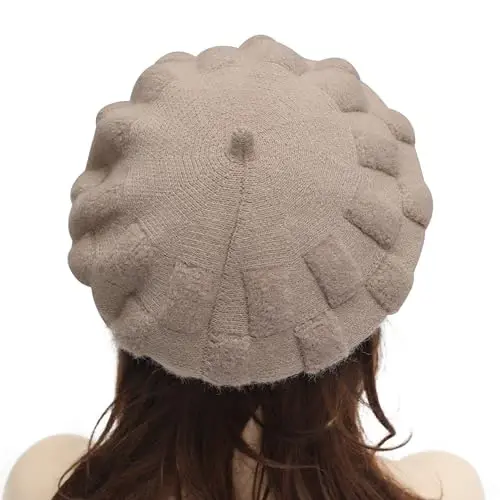 ZLYC French Beret hat, Reversible Solid Color CasModazoneere Knit Warm Beret Cap for Womens Girls - 3
