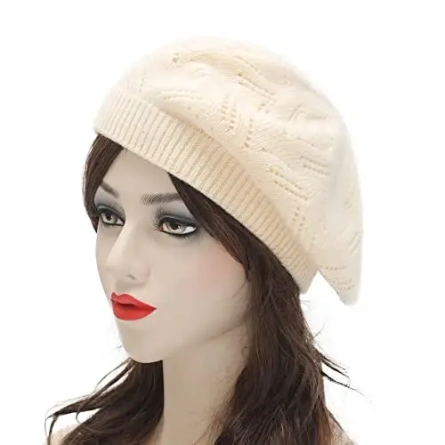 ZLYC French Beret hat, Reversible Solid Color Knit Warm Beret Cap for Womens Girls - 2