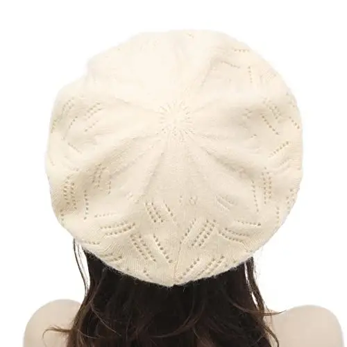 ZLYC French Beret hat, Reversible Solid Color Knit Warm Beret Cap for Womens Girls - 3