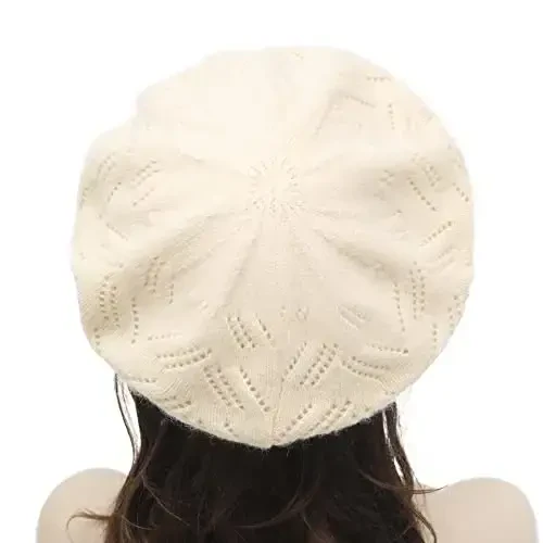 ZLYC French Beret hat, Reversible Solid Color CasModazoneere Knit Warm Beret Cap for Womens Girls - 3