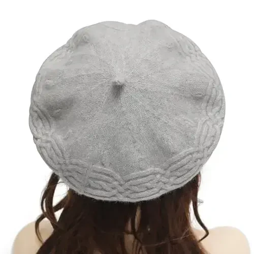 ZLYC French Beret hat, Reversible Solid Color Knit Warm Beret Cap for Womens Girls - 3