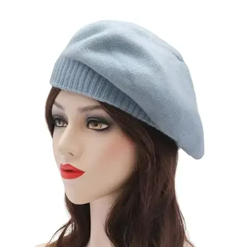 ZLYC French Beret hat, Reversible Solid Color CasModazoneere Knit Warm Beret Cap for Womens Girls - 4