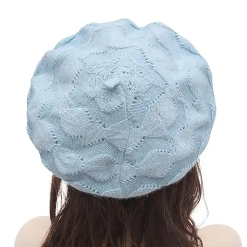 ZLYC French Beret hat, Reversible Solid Color CasModazoneere Knit Warm Beret Cap for Womens Girls - 3