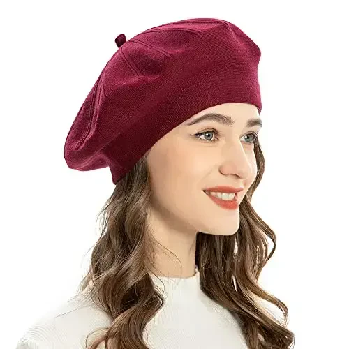ZLYC French Beret hat, Reversible Solid Color CasModazoneere Knit Warm Beret Cap for Womens Girls 