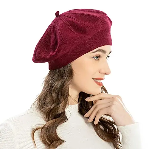 ZLYC French Beret hat, Reversible Solid Color CasModazoneere Knit Warm Beret Cap for Womens Girls - 3