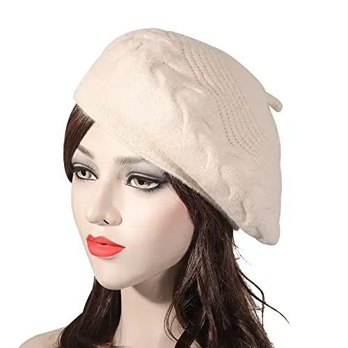 ZLYC French Beret hat, Reversible Solid Color CasModazoneere Knit Warm Beret Cap for Womens Girls - MODAZONE (1)
