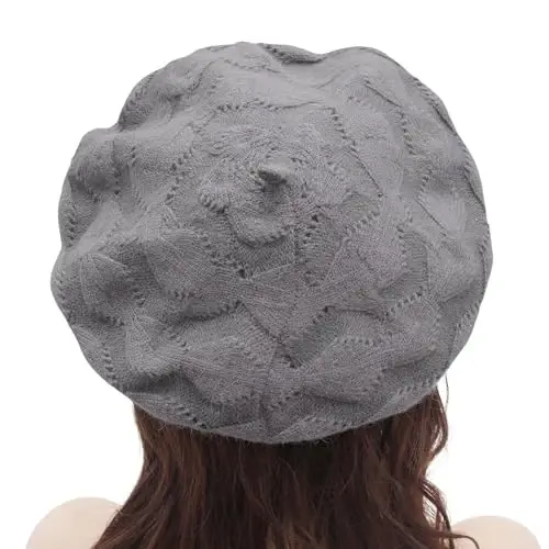 ZLYC French Beret hat, Reversible Solid Color CasModazoneere Knit Warm Beret Cap for Womens Girls - 3