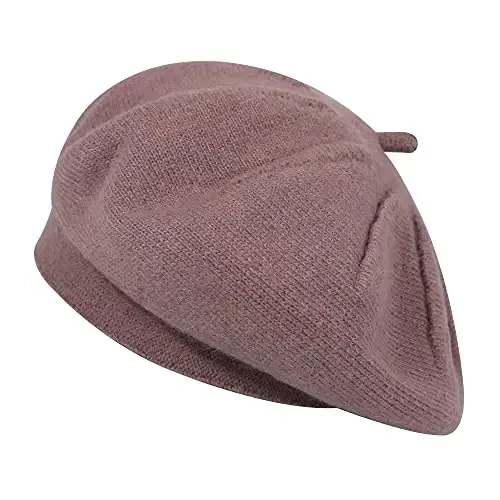 ZLYC French Beret hat, Reversible Solid Color Knit Warm Beret Cap for Womens Girls 