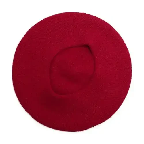 ZLYC French Beret hat, Reversible Solid Color Knit Warm Beret Cap for Womens Girls - 6