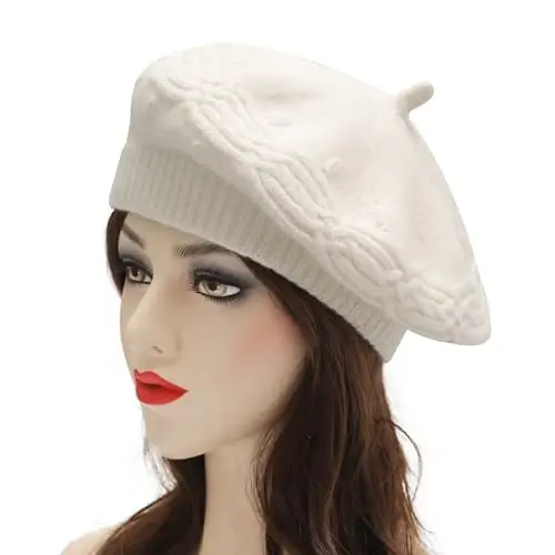 ZLYC French Beret hat, Reversible Solid Color CasModazoneere Knit Warm Beret Cap for Womens Girls - 2