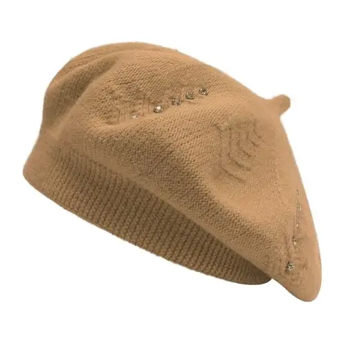 ZLYC French Beret hat, Reversible Solid Color Knit Warm Beret Cap for Womens Girls - 1