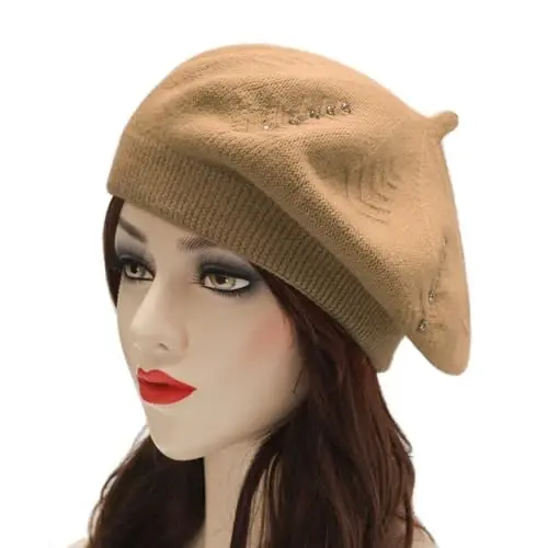 ZLYC French Beret hat, Reversible Solid Color Knit Warm Beret Cap for Womens Girls - 2
