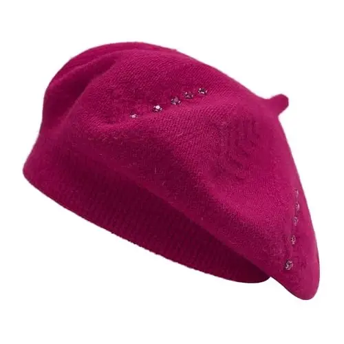 ZLYC French Beret hat, Reversible Solid Color Knit Warm Beret Cap for Womens Girls - 1