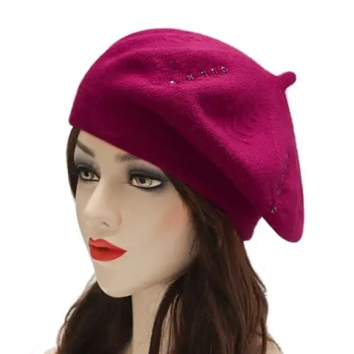 ZLYC French Beret hat, Reversible Solid Color Knit Warm Beret Cap for Womens Girls - 2