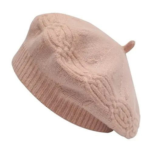 ZLYC French Beret hat, Reversible Solid Color Knit Warm Beret Cap for Womens Girls - 1