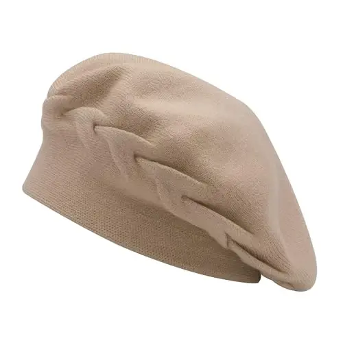 ZLYC Fransuz beret shlyapasi, Ayollar qizlar uchun qaytariladigan bir xil rangli CasModazoneere trikotaj iliq beret shapka - ZLYC
