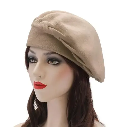 ZLYC Fransuz beret shlyapasi, Ayollar qizlar uchun qaytariladigan bir xil rangli CasModazoneere trikotaj iliq beret shapka - 2